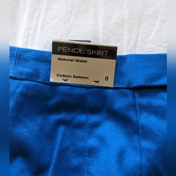 NWT Express Mini Pencil Skirt Blue with Gold Back Details Size 0 - Picture 3 of 4